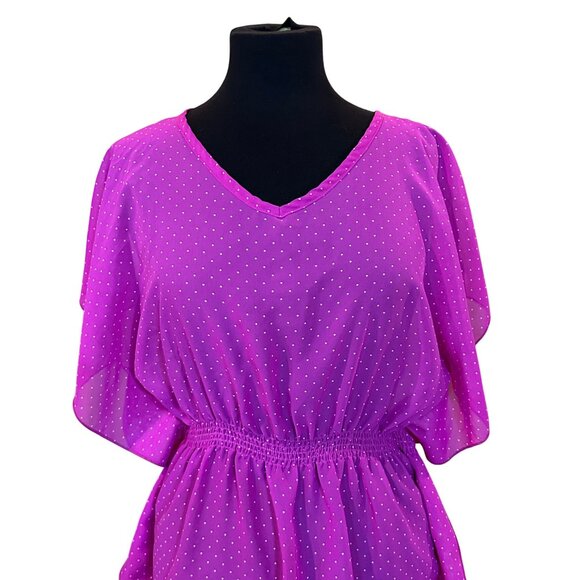 Cherokee Polka Dot Purple Fuchsia Flutter Sleeve Blouse Girl's Youth Size XL - Picture 5 of 12